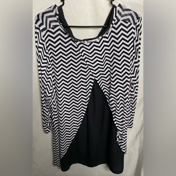 French Blue Layered Tunic Blouse - Picture 3 of 3